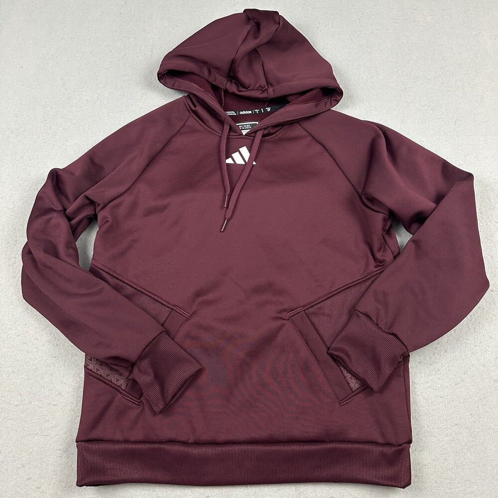 Adidas Hoodie Women Small Red Travel Pullover Sweatshirt Aeroready Drawstring S